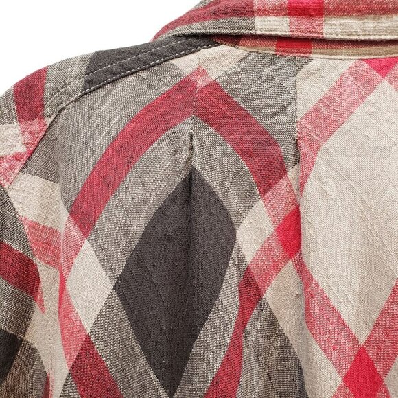 Free People Plaid Hi Lo Tunic Top Ruffle Back Hem Cotton Boho Hippie Size XS - Picture 6 of 12